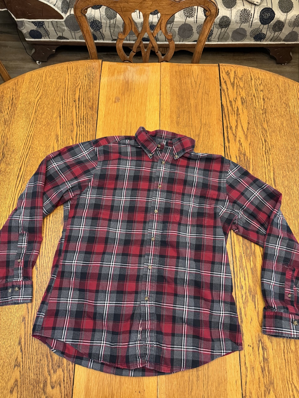 Brooks Brothers Shirt Mens Large Red Gray Plaid Regent Button Down Casual Cotton